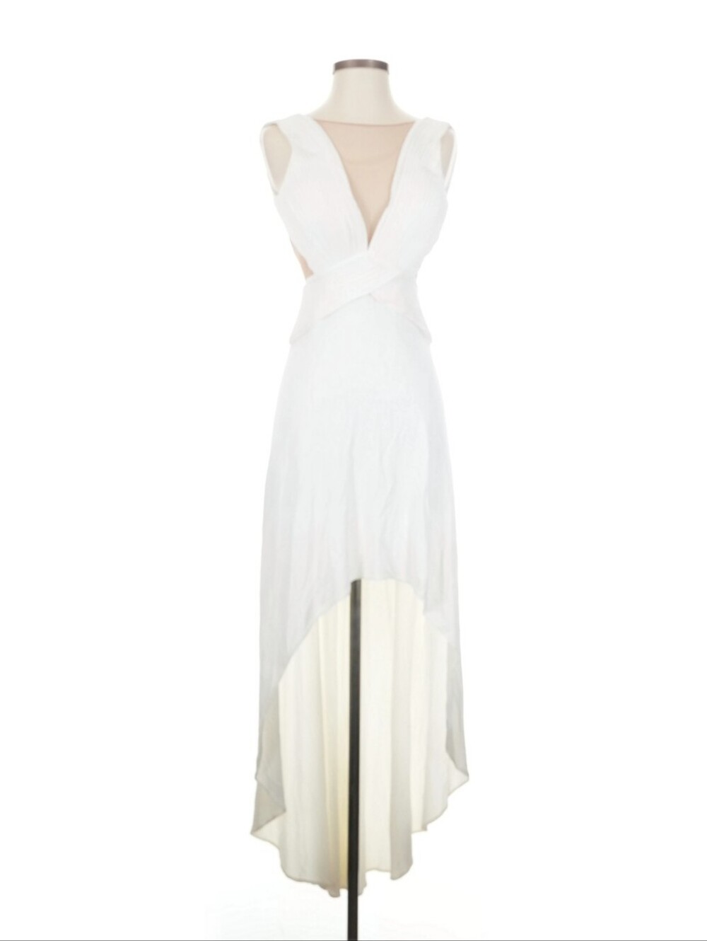 BCBGMAXAZRIA Ivory High Low Midi Dress (Flawed) Size XS